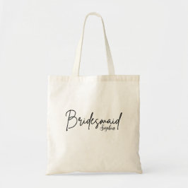 Bridesmaids Gifts | Aangepast zwart modern script Tote Bag