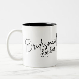 Bridesmaids Gifts | Aangepast zwart modern script Tweekleurige Koffiemok