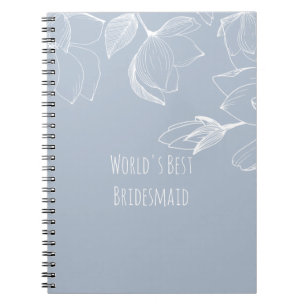 BRIDESMAIDS GIFTS Dusty Blue White Magnolias Notitieboek