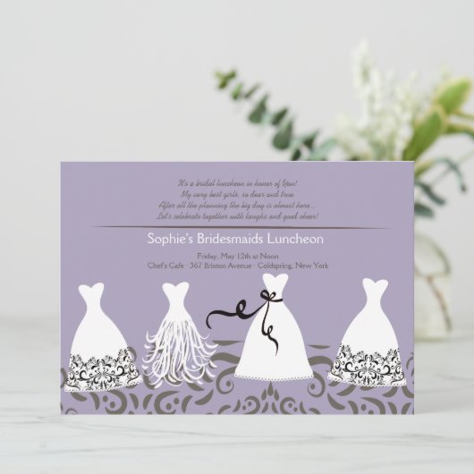 Bridesmaid's Lunch Lavendel Achtergrond Uitnodigin Kaart (Staand voorkant)
