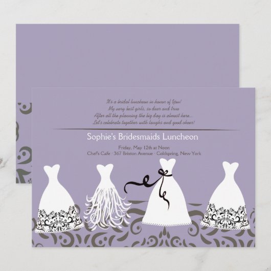 Bridesmaid's Lunch Lavendel Achtergrond Uitnodigin Kaart (Voorkant / Achterkant)