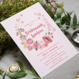 Bridesmaids Luncheon Floral Pink Vrijgezellenfeest Kaart