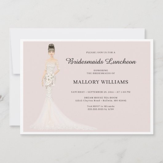 Bridesmaids Luncheon Mode Bride Invitation Kaart (Voorkant)