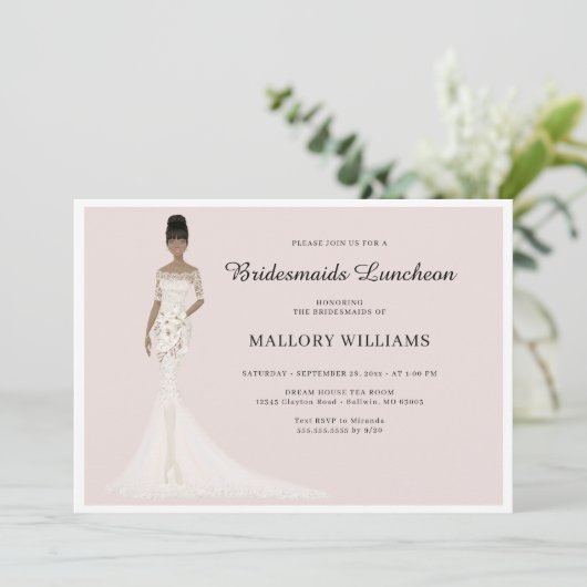 Bridesmaids Luncheon Mode Bride Invitation Kaart (Staand voorkant)