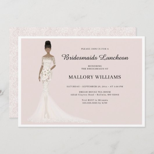 Bridesmaids Luncheon Mode Bride Invitation Kaart (Voorkant / Achterkant)