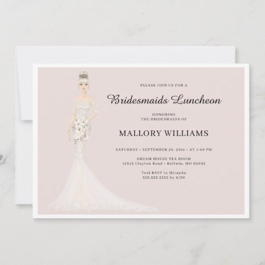 Bridesmaids Luncheon Mode Bride Invitation Kaart (Voorkant)