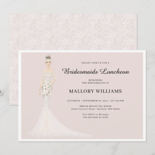 Bridesmaids Luncheon Mode Bride Invitation Kaart (Voorkant / Achterkant)