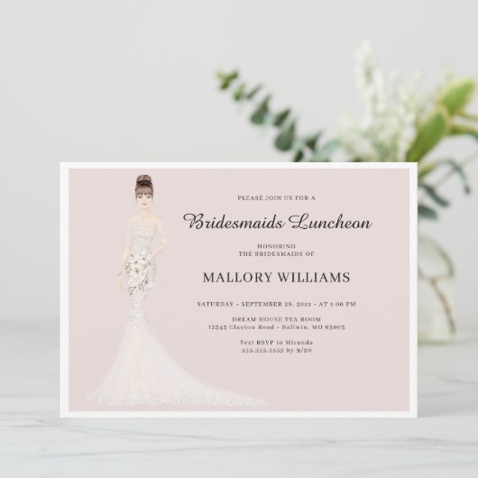 Bridesmaids Luncheon Mode Bride Uitnodiging (Staand voorkant)