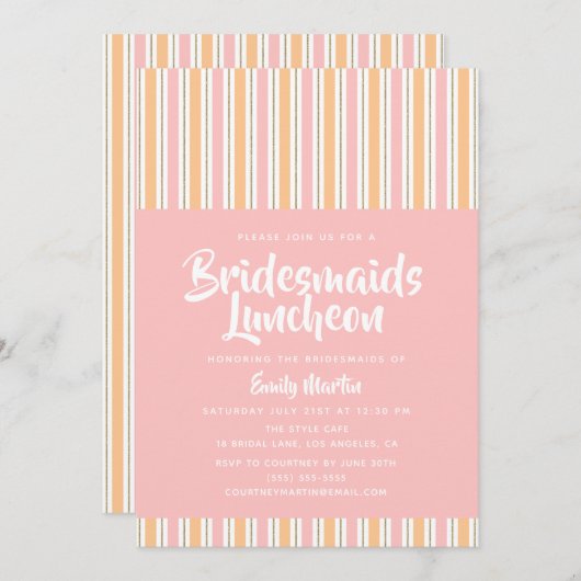 Bridesmaids Luncheon Modern Pink Gold Kaart (Voorkant / Achterkant)