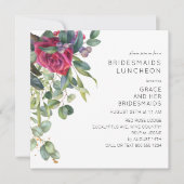 Bridesmaids Luncheon Red Rose en Eucalyptus Kaart (Voorkant)