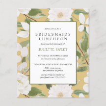 Bridesmaids Luncheon | Witte bloemen bladeren geel