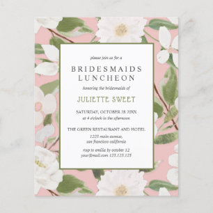 Bridesmaids Luncheon Witte bloemen bladeren roze