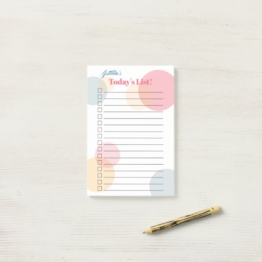 Bridesmaid's Names List - Gekleurde Confetti Stipp Post-it® Notes (Op bureau)