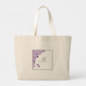 Bridesmaid's Paarse Floral Olive Green Monogram Grote Tote Bag (Achterkant)