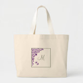 Bridesmaid's Paarse Floral Olive Green Monogram Grote Tote Bag (Voorkant)