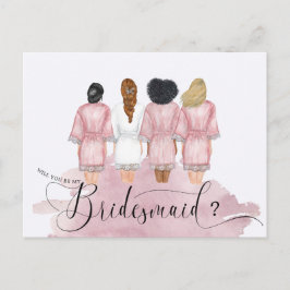 Bridesmaids Robes Will You Be My Bridesmaid Blush Briefkaart