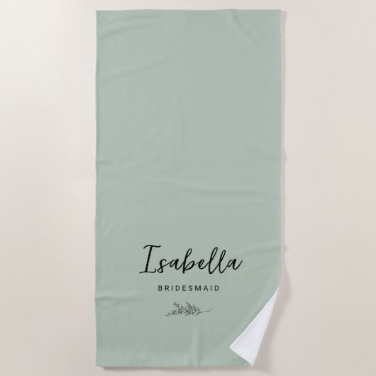 Bridesmaids Sage Green with Botanical Strandlaken (Voorkant)