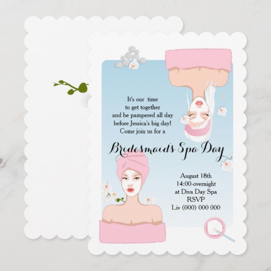 Bridesmaïd's Spa Day Uitnodiging (Voorkant / Achterkant)