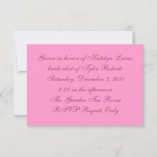 Bridesmaids' Tea Invitation Kaart (Achterkant)