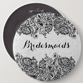 BridesMaids White en Black Paisley Lace Ronde Button 6,0 Cm (Voorkant /achterkant)