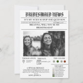 Bridesmais voorstel krant + bruidsmeisje info kaar kaart (Voorkant)