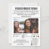 Bridesmais voorstel krant + bruidsmeisje info kaar kaart (Voorkant)