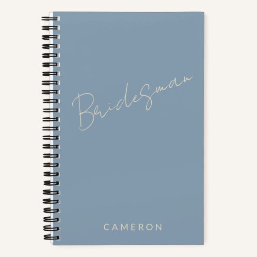 Bridesman Chic Minimalist Personalized Dusty Blue Notitieboek (Voorkant)