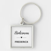 Bridesman met naam Monogram Weddenschap Sleutelhanger (Voorkant)