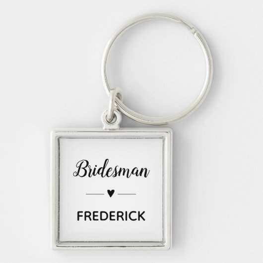 Bridesman met naam Monogram Weddenschap Sleutelhanger (Voorkant)