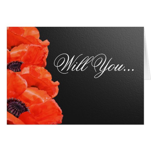 Bridesman Oranje Poppy Custom Wedding Party-kaarte (Voorkant Horizontaal)