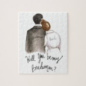 Bridesman? Puzzle Auburn Bun Bride Black Hair Man Legpuzzel (Verticaal)
