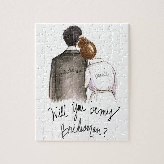 Bridesman? Puzzle Auburn Bun Bride Black Hair Man Legpuzzel (Verticaal)