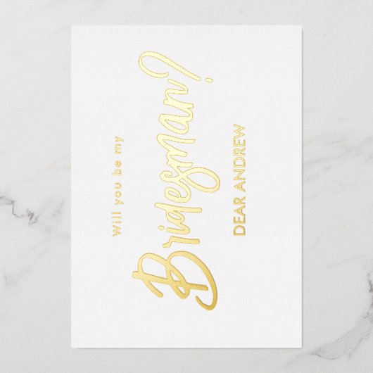 Bridesman Voorstel Gold Foil uitnodiging (Voorkant)