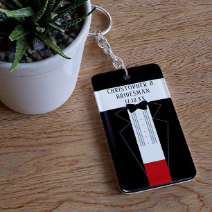 Bridesman-voorstel Tuxedo Wedding Acrylische Sleut Sleutelhanger