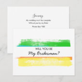 Bridesman Voorstel Waterverf Blokken Uitnodiging Briefkaart (Voorkant / Achterkant)