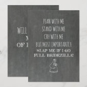 Bridezilla Grappig Bruidsmeisje / Maid van Eer Kaart (Voorkant / Achterkant)