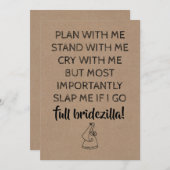 Bridezilla Grappig Bruidsmeisje / Maid van Eer Kaart (Voorkant / Achterkant)