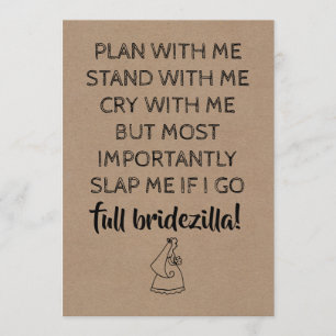 Bridezilla Grappig Bruidsmeisje / Maid van Eer Kaart