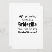 Bridezilla - Maid of Honor Invitation Kaart (Voorkant / Achterkant)