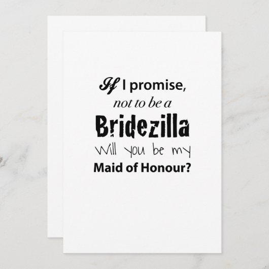 Bridezilla - Maid of Honor Invitation Kaart (Voorkant / Achterkant)