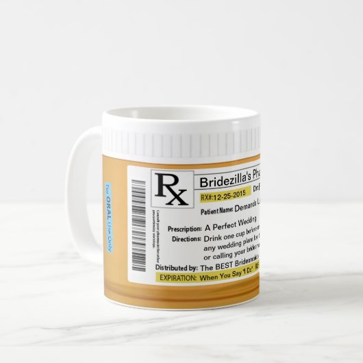 Bridezilla Mok met recept RX-koffie (Voorkant links)