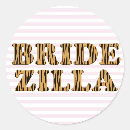 Bridezilla | Roze strips en trekkers Ronde Sticker (Voorkant)