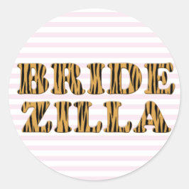 Bridezilla | Roze strips en trekkers Ronde Sticker