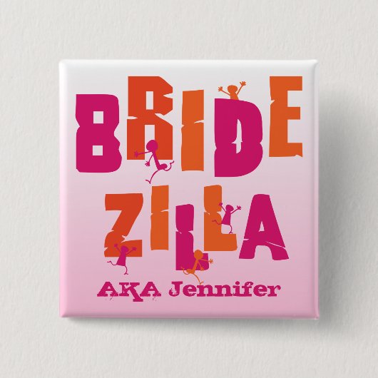 Bridezilla (S) Vierkante Button 5,1 Cm (Voorkant)