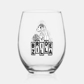 Bridezilla Wedding Bachelorette Wijnglas Zonder Voet (Voorkant)