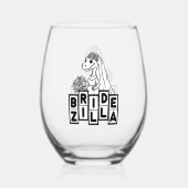 Bridezilla Wedding Bachelorette Wijnglas Zonder Voet (Achterkant)