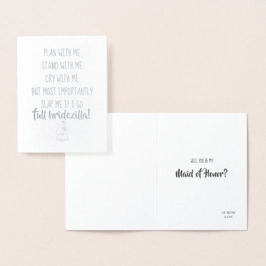 Bridezilla Zeer Grappig Bruidsmeisje of Maid van E Folie Kaarten (Display)
