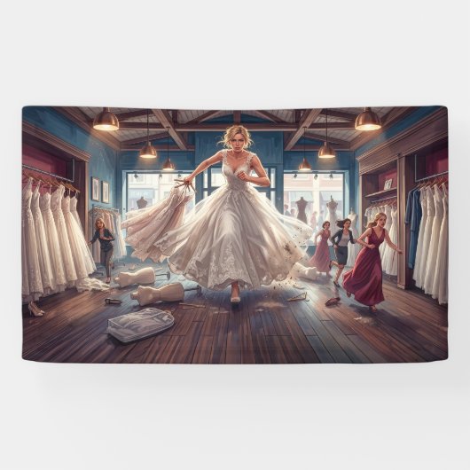 Bridezilla zoekt een trouwjurk spandoek (Horizontaal)