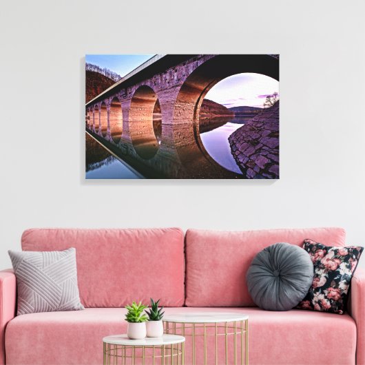 Bridge Arches Sunset Stretched Canvas afdrukken (Insitu (Woonkamer))