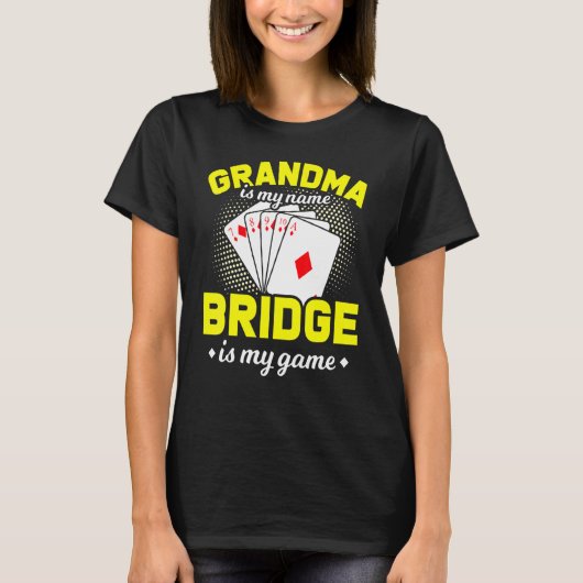 Bridge Card Game Player Grandma T-shirt (Voorkant)